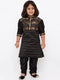 VASTRAMAY Boys' Black Cotton Silk Kurta and Pyjama Set